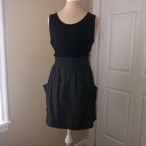 Pink Rose Black and dark wash denim large dress